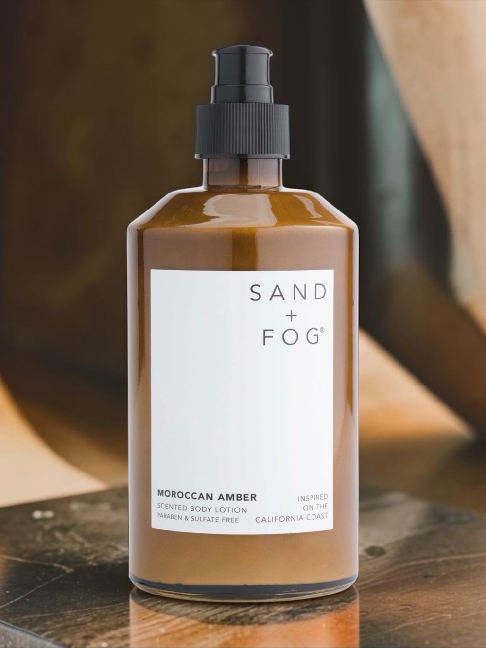 Sand + Fog Moroccan Amber Scented Body Lotion - Amber Bottle